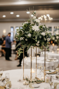 Floral arrangement table setting.