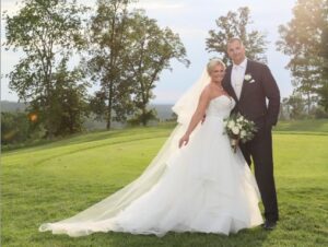 Bride and groom on the course.