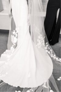 Bride's train and veil.