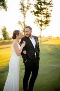 Bride and groom on the course.