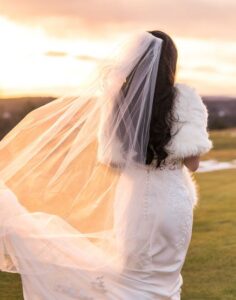Bride at sunset.